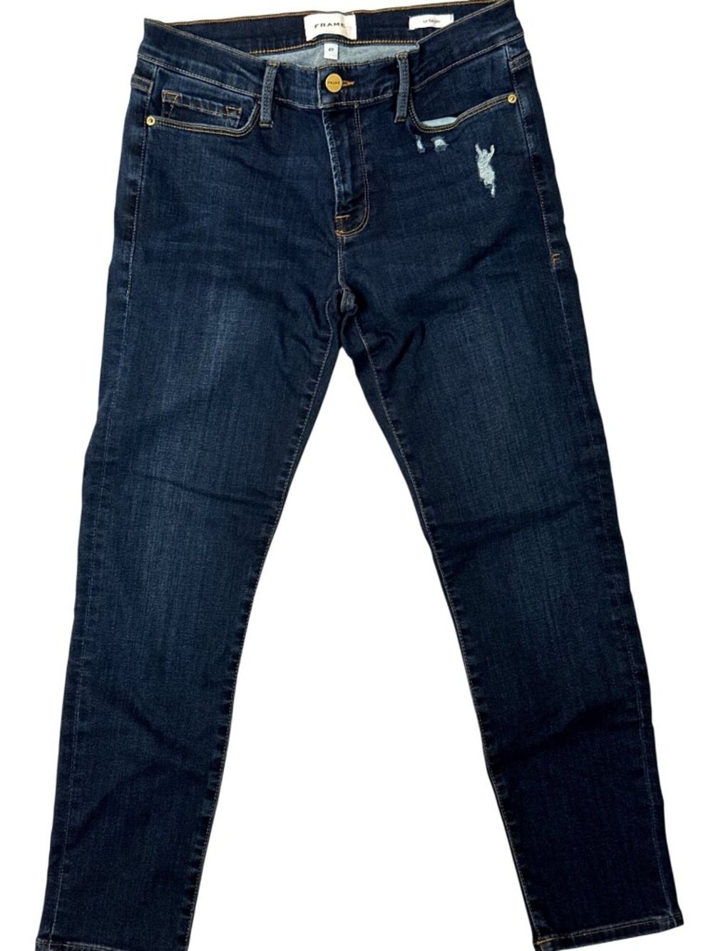 Frame 27 Le Garcon Blue Jeans Dublin Grind Mid-Rise Straight Leg Dark Wash